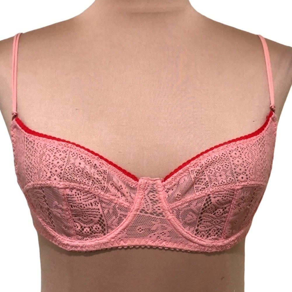 Free People Bra With Underwire Pink Red Floral Lace 34A